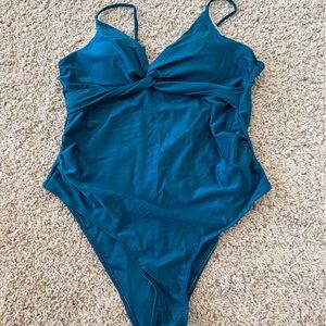 Teal One-Piece Maternity Swimsuit